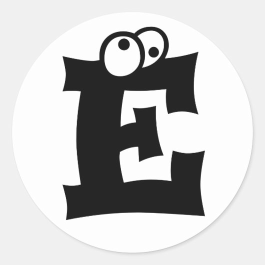 Sticker Rond Lettre E Eyeballs Alphabet par Janz White (Devant)