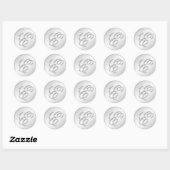 Sticker Rond Lettre E script initial faux argent monogramme fav (Feuille)