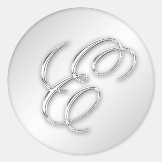 Sticker Rond Lettre E script initial faux argent monogramme fav (Devant)