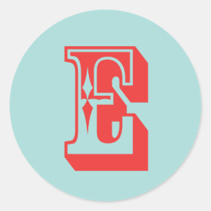 Sticker Rond Lettre E style carnaval monogramme première faveur