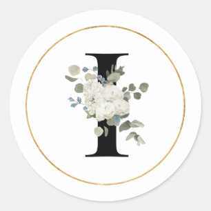 Sticker Rond LETTRE Élégante MONOGRAPHIQUE BLANCHE I EN BLANC