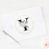 Sticker Rond LETTRE Élégante MONOGRAPHIQUE BLANCHE Y SUR BLANC (Enveloppe)