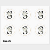 Sticker Rond LETTRE Élégante MONOGRAPHIQUE Florale Blanche S SU (Feuille)
