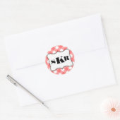 Sticker Rond Lettre en vichy 3 monogramme rouge style pays (Enveloppe)