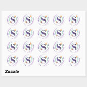 Sticker Rond Lettre étoile S Monogramme (Feuille)