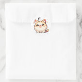 Sticker Rond Lettre F Cute Chat (Sac)