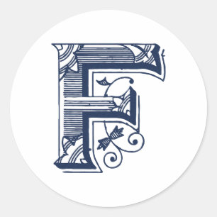 Sticker Rond Lettre "F" Élégante brodée