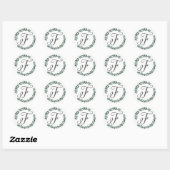 Sticker Rond Lettre F Monogramme Minimaliste Feuille Botanique (Feuille)