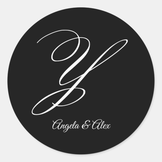 Sticker Rond Lettre fantaisie mariage Y Monogramme (Devant)