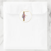 Sticker Rond LETTRE Florale D'OR F Sceau DE MONogramme (Sac)