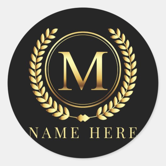 Sticker Rond Lettre florale M initiale monogramme personnalisée (Devant)