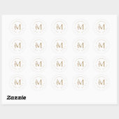 Sticker Rond Lettre florale M initiale monogramme personnalisée (Feuille)