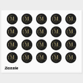 Sticker Rond Lettre florale M initiale monogramme personnalisée (Feuille)