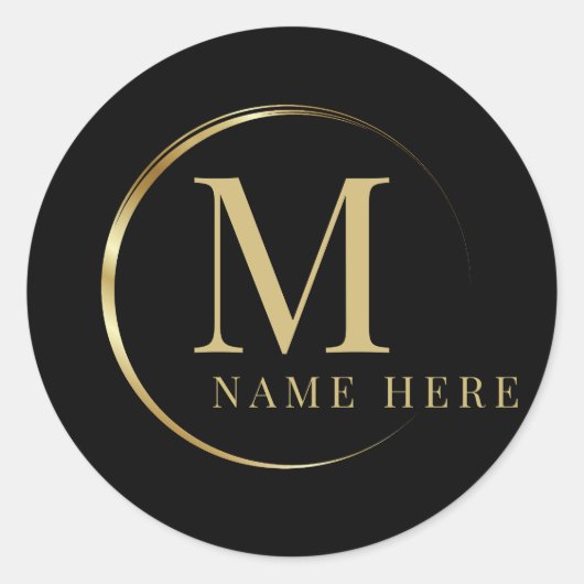 Sticker Rond Lettre florale M initiale monogramme personnalisée (Devant)