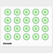 Sticker Rond Lettre G - Bleu + Vert (Feuille)