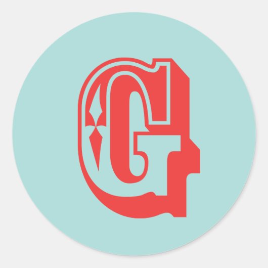 Sticker Rond LETTRE G carnaval style monogramme première préfér (Devant)