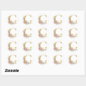 Sticker Rond Lettre G dorée avec fleurs (Feuille)