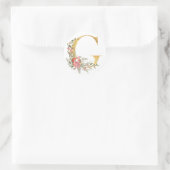 Sticker Rond Lettre G dorée avec fleurs (Sac)