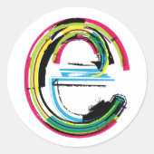 Sticker Rond Lettre Grunge E (Devant)