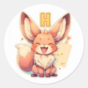 Sticker Rond Lettre H Anime Animal Cute