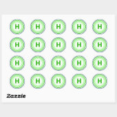 Sticker Rond Lettre H - Bleu + Vert (Feuille)