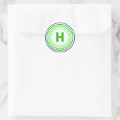 Sticker Rond Lettre H - Bleu + Vert (Sac)