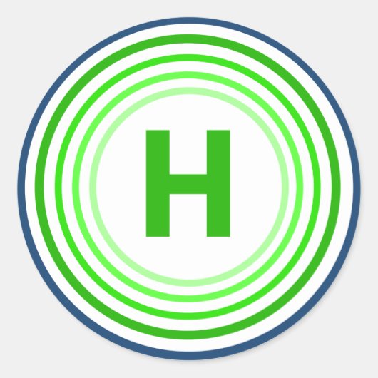 Sticker Rond Lettre H - Bleu + Vert (Devant)