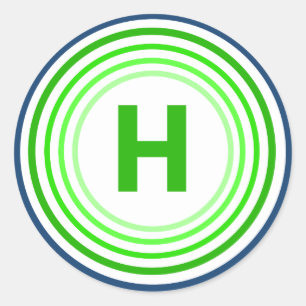 Sticker Rond Lettre H - Bleu + Vert