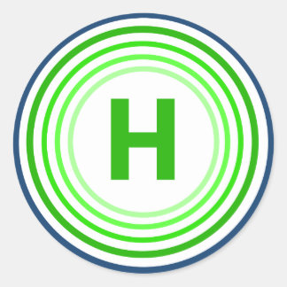 Sticker Rond Lettre H - Bleu + Vert