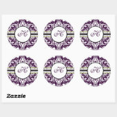 Sticker Rond LETTRE H Mariage de l'Autocollant initial pourpre (Feuille)