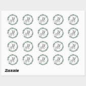 Sticker Rond Lettre H Monogramme Couronne de Feuilles Botanique (Feuille)