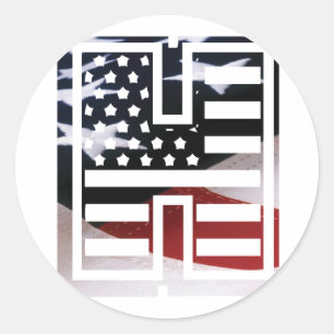 Sticker Rond Lettre H Monogramme Initial USA