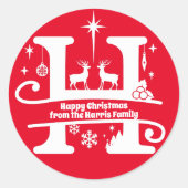 Sticker Rond Lettre H Monogramme Nom de famille initial Salutat (Devant)