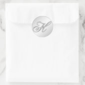 Sticker Rond Lettre H script initial faux argent monogramme fav (Sac)
