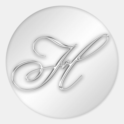 Sticker Rond Lettre H script initial faux argent monogramme fav (Devant)