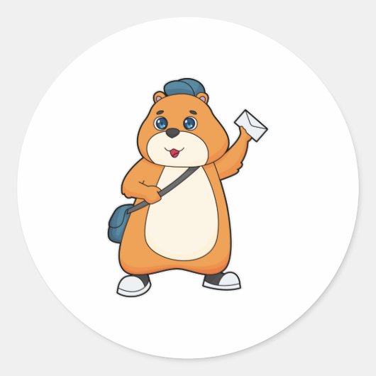 Sticker Rond Lettre hamster Postman (Devant)
