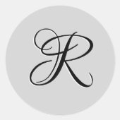 Sticker Rond LETTRE INITIALE Calligraphie 3D Noire | Pastel Gre (Devant)