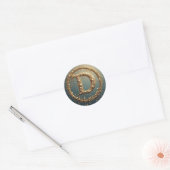 Sticker Rond Lettre initiale D en monogramme doré (Enveloppe)