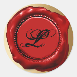 Sticker Rond LETTRE INITIALE DE LA VESTE ROUGE Tendance Sceau
