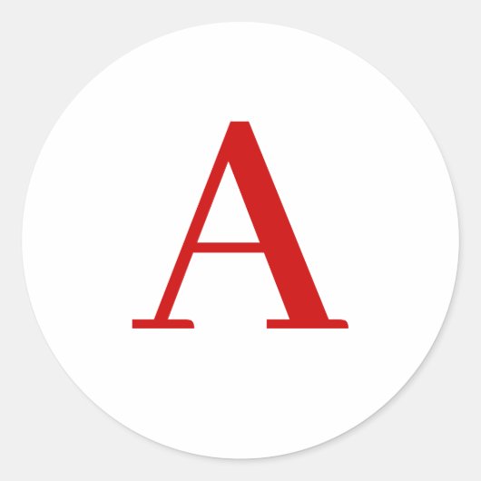 Sticker Rond Lettre initiale de monogramme rouge blanc moderne (Devant)