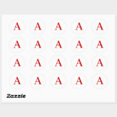 Sticker Rond Lettre initiale de monogramme rouge blanc moderne (Feuille)