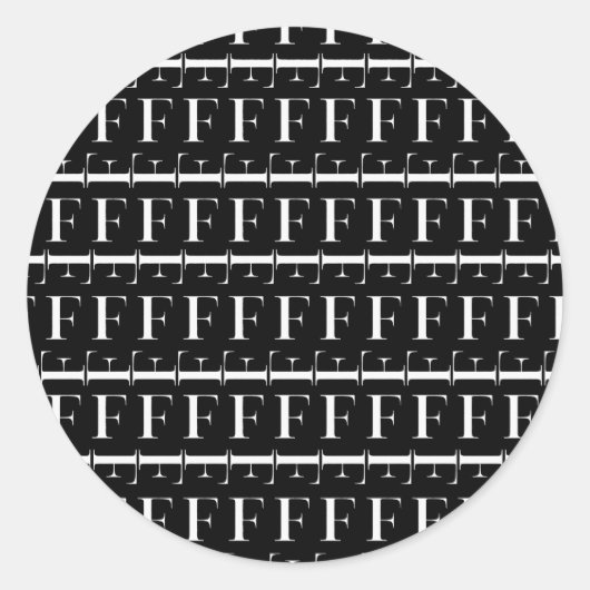 STICKER ROND LETTRE INITIALE MONÂTRE F (Devant)