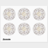 Sticker Rond Lettre Initiale Monogramme Roses d'Hiver Rustique  (Feuille)