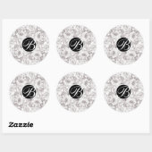 Sticker Rond Lettre Initiale Monogramme Roses d'Hiver Rustique  (Feuille)