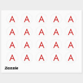 Sticker Rond Lettre initiale Monogramme rouge blanc moderne cla (Feuille)