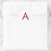 Sticker Rond Lettre initiale Monogramme rouge blanc moderne cla (Sac)