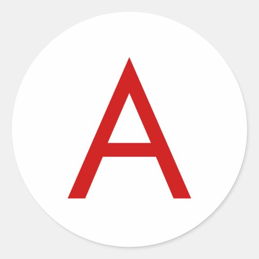 Sticker Rond Lettre initiale Monogramme rouge blanc moderne cla (Devant)
