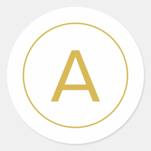 STICKER ROND LETTRE INITIALE MONOGRAPHIQUE ÉLÉGANTE OR COULEUR (Devant)