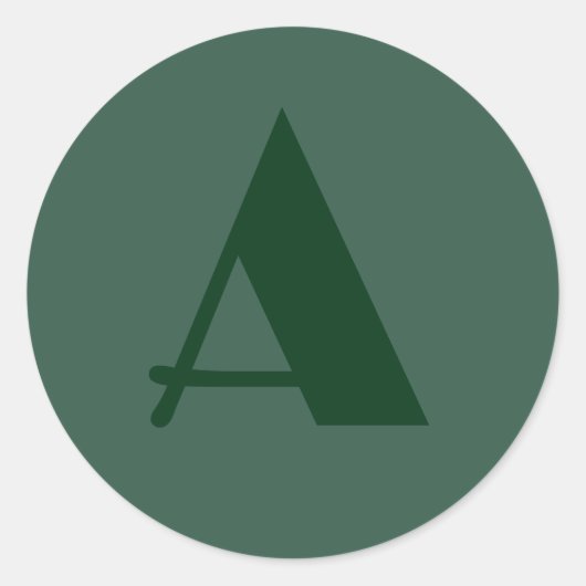Sticker Rond LETTRE INITIALE MONOGRAPHIQUE Personnalisée Vert c (Devant)