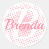Sticker Rond Lettre initiale rose Nom personnalisé (Devant)